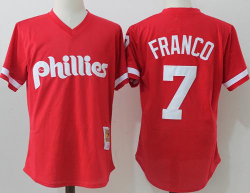 Mitchell And Ness Phillies #7 Maikel Franco Red Throwback Stitched MLB Jersey